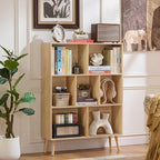 LEYAOYAO Cube Bookshelf 3 Tier Mid-Century Light Wood Modern Bookcase - Image 6