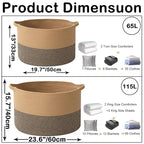 115L Extra Large Blanket Basket, Woven Rope Laundry Basket Hamper - Image 2