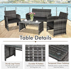 Goplus 4-Piece Rattan Patio Furniture Set, Outdoor Wicker Conversation Sofa - Image 3