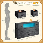 WLIVE Black Dresser TV Stand for 45, 55 inch TV, Entertainment Center - Image 3