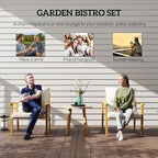 Outsunny Outdoor Bistro Set, 3 Piece Patio Set, Wood Effect Steel Round Table - Image 3