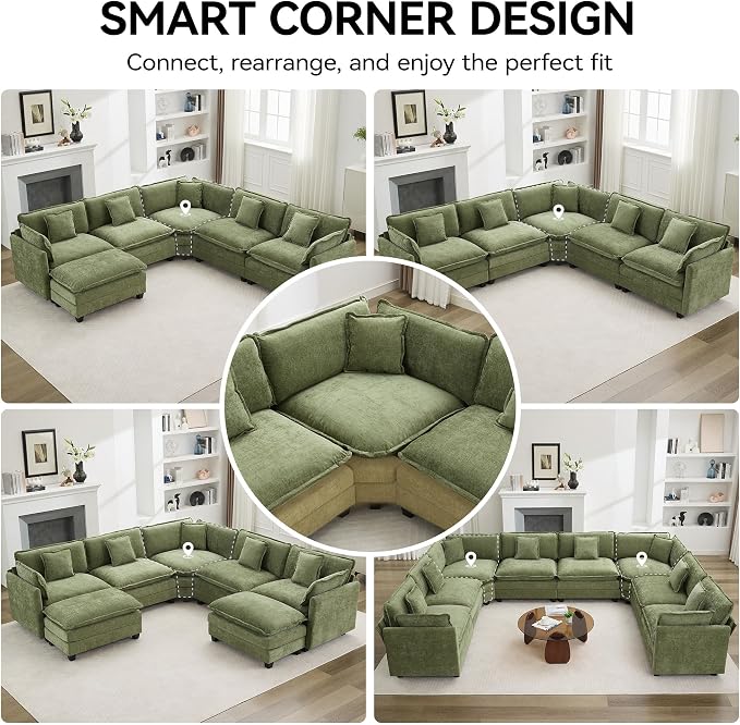 113'' V Shaped Cloud Sectional Sofa, Oversized Deep Seat Couches - Image 6