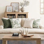 Set of 2 Decorative Floral Pillow Covers 20x20 Inch Dark Green | Neutral - Image 4