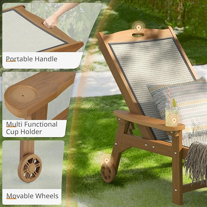 LUE BONA Chaise Lounge Chair Outdoor, HDPS and HDPE Wicker Material, Patio - Image 6