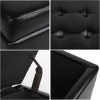 H&B Luxuries Tufted Leather Square Flip Top Storage Ottoman Cube Foot Rest - Image 5
