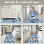Blue Floral Hallway Runner Rug 2x6 - Image 4