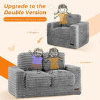 MAXYOYO Extra Wide Kids Bean Bag Chair, Comfy Faux Fur Bean Bag Sofa - Image 5