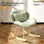 VINGLI 25.6" Extra Wide Criss Cross Nursery Rocking Chair, Cute Curved 115° - Image 2