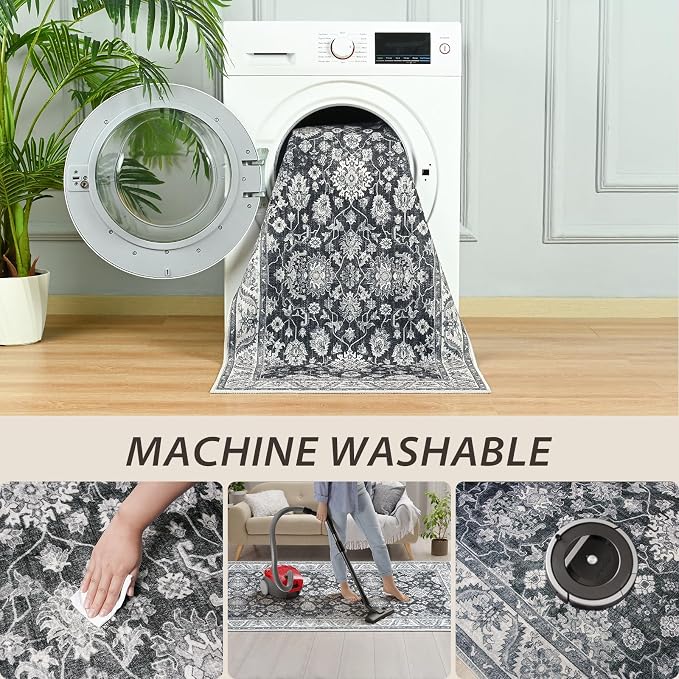 Washable Runner Rug, 2x6Ft Floral Runners - Image 3