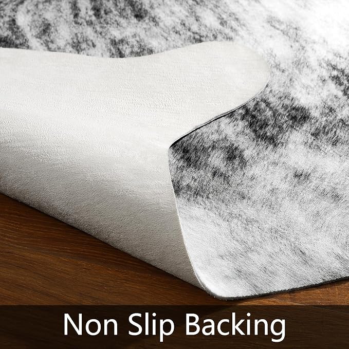 Western Faux Cowhide Rug, Animal Cow Hide Rug, 7 x 6.2 Ft Black | Premium - Image 4