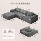 Vesgantti 119" L-Shaped Modular Sectional Sofa, Corduroy Cloud Couch - Image 2