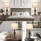 Cinkeda 28" Black Farmhouse Table Lamps Set of 2 - Image 5
