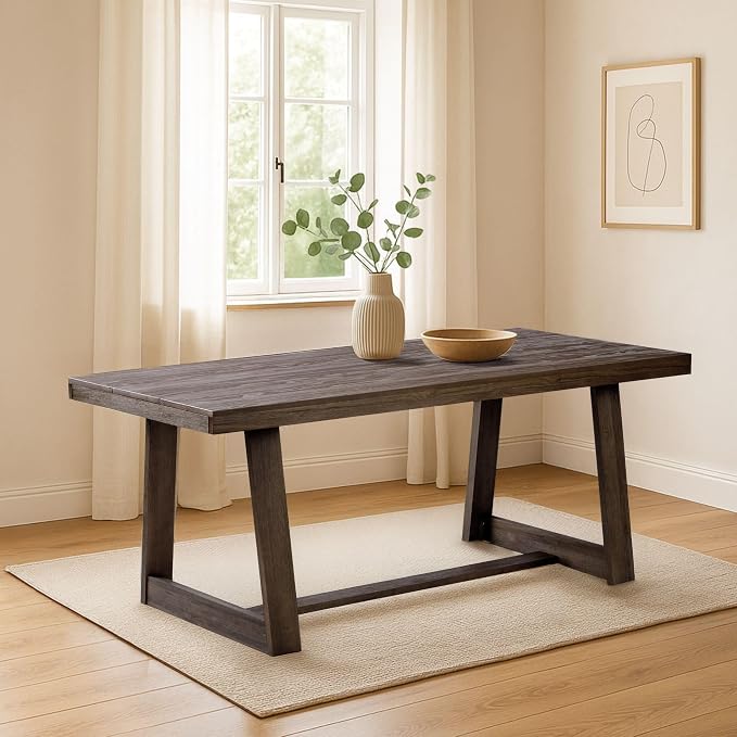 Plank+Beam 72 Inch Farmhouse Dining Table, Solid Wood Rustic Kitchen Table by PlankBeam