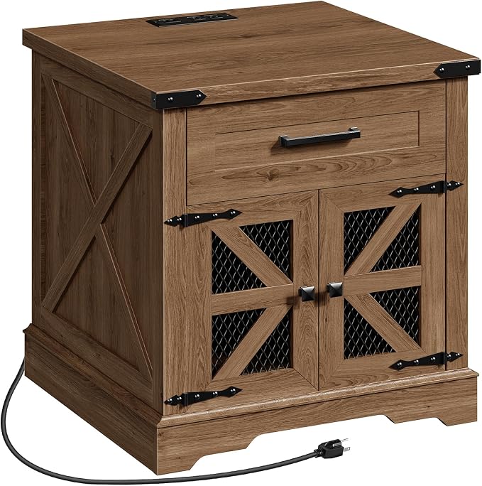 RALGEND Walnut Farmhouse End Table - Image 9