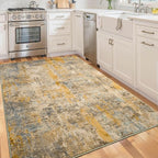 Entryway Rug 3x5 Beige Bedroom Area Rug Washable Non Slip Abstract Boho Rugs - Image 5