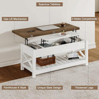 ChooChoo Farmhouse Lift Top Coffee Table, Converts to Dining Table - Image 6