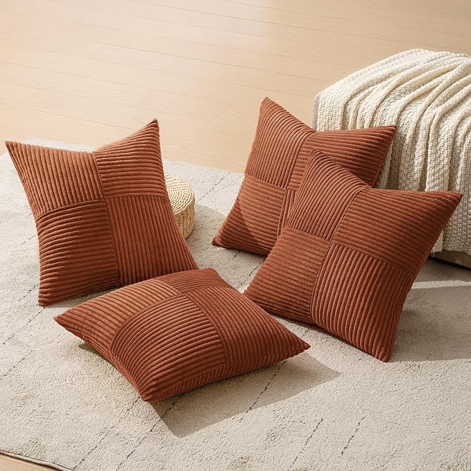 MIULEE Fall Boho Farmhouse Rust Decorative Throw Pillow Covers 20x20 Inch 4 - Image 6
