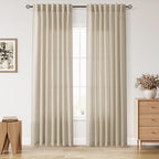 Eggshell Beige Linen Curtains 84 Inches Long by Nanspring