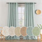 MIULEE Sea Green Linen Curtains 52x90 Inch Long by MIULEE