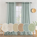 MIULEE Sea Green Linen Curtains 52x96 Inch Long Soft Thick Linen Textured | by MIULEE