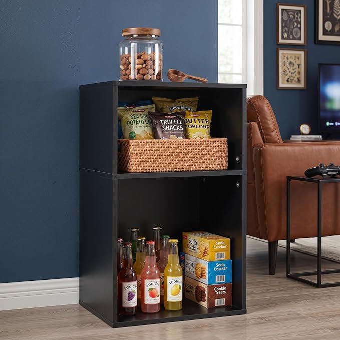 YAHARBO 2 Cube Bookshelf, Horizontal Book Shelf, Small Cubby Bookcase - Image 2