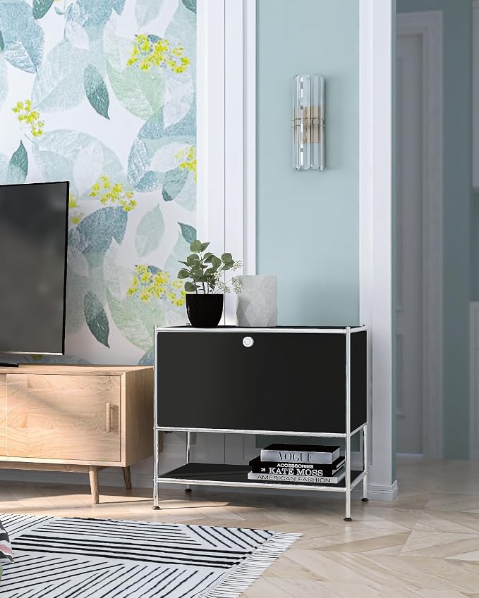 Metal Sidetable with Flap Door, 27.5" Height - Image 7
