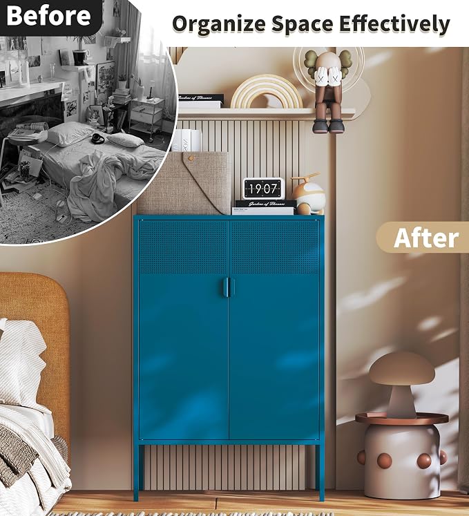 Blue Metal Storage Cabinet - Image 5