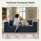 78.8" Convertible Sofa Bed, Corduroy Futon Couch - Image 6
