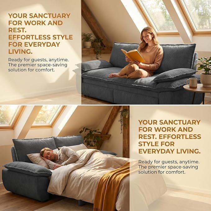 73.2" Sofa Bed Queen, 3-in-1 Pull Out Sofa Bed - Image 7