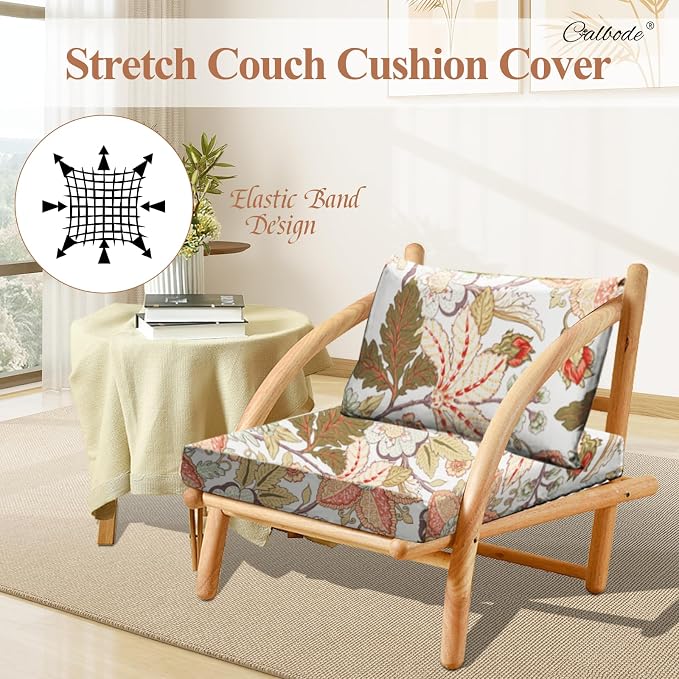 CALBODE 8Pcs High Elastic Digitally Printed Sofa Seat Cushion Cover, Soft & - Image 3