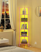 TUTOTAK Corner Shelf with LED Light, 6-Tier Corner Bookshelf - Image 3