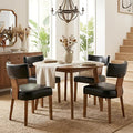 HNY Mid Century Modern Dining Chairs Set of 4, Farmhouse PU Leather Upholstered by HNY