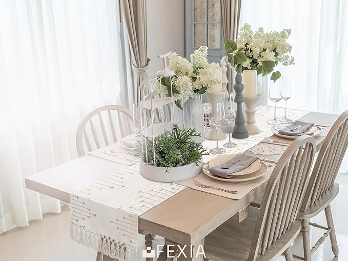 FEXIA Boho Table Runner with Tassels 90 Inches Long - Image 7