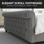 AMERLIFE King Size Platform Bed Frame, Velvet Upholstered Sleigh Bed - Image 5