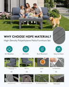 SERWALL HDPE Patio Sofa Set, 4-piece Sectional Outdoor Furniture Set, All - Image 3