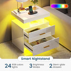 HNEBC Nightstand Set of 2 with Charging Station, Auto LED Night Stand with - Image 10