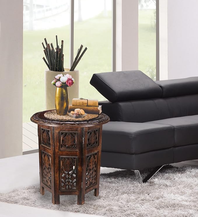 Lightnpro Handcrafted Wooden Round Accent Table - Image 3