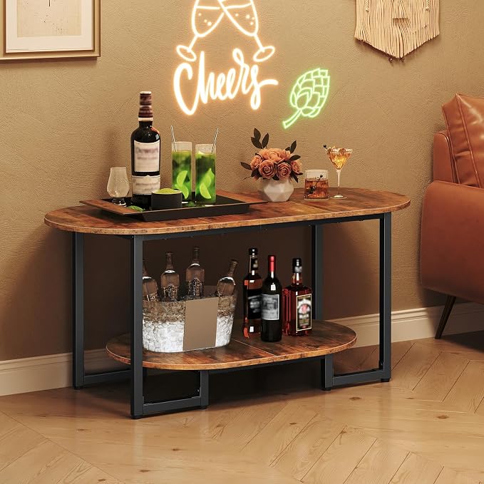HOOBRO Coffee Table for Living Room, Oval Small Coffee Table - Image 4