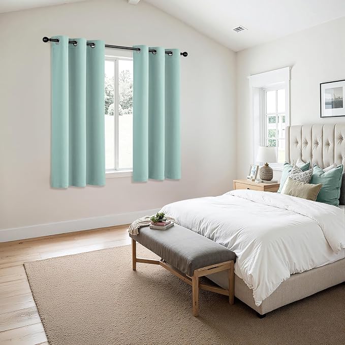 MIULEE Blackout Curtains for Bedroom 2 Panels 40 x 63 Inch Long Aqua | Thermal - Image 6
