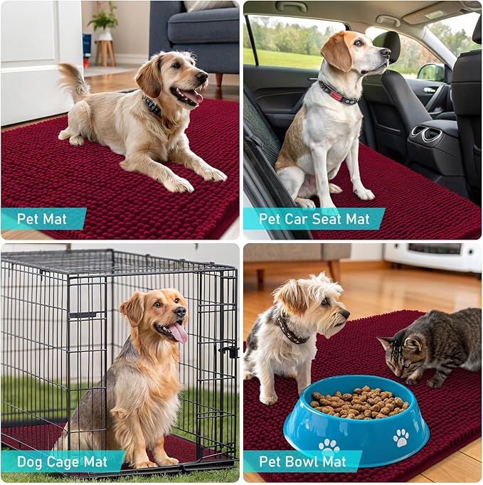 OLANLY Dog Door Mat for Muddy Paws 59x24, Super Absorbent Chenille Mud Mat | - Image 7