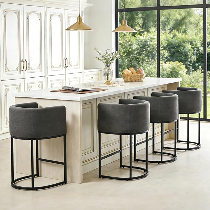 ClinQ 26" H Counter Height Bar Stools Set of 6, Modern Barrel Counter Stools - Image 8