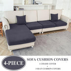 LA MEACK Couch Cushion Covers for Sectional Sofa L Shape Washable Separate Seat - Image 2