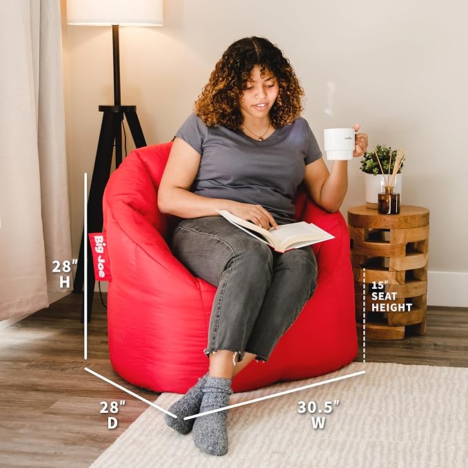 Big Joe Milano Beanbag Chair Red Smartmax - Image 3