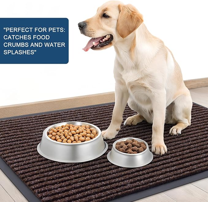 OLANLY 2-Pack Front Door Mats 47x32, Waterproof Heavy-Duty Doormats | Tan - Image 6