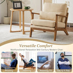 VINGLI Solid Wood Wide Armrests Accent Chair, Upholstered Mid Century Modern - Image 7