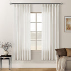 Natural 72 Inch Pinch Pleated Linen Semi Sheer Curtains 2 Panels W40xL72 | by Twodrapes
