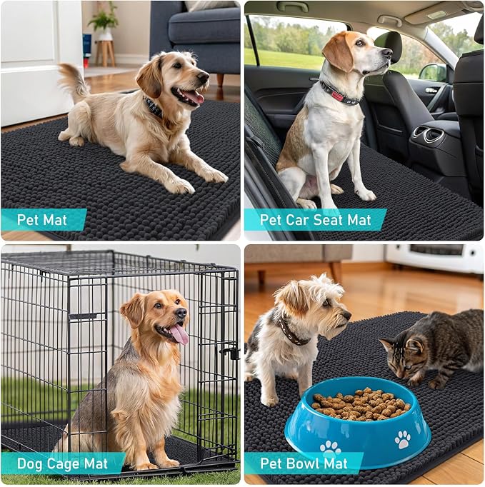 OLANLY Dog Door Mat for Muddy Paws 47x32, Super Absorbent Chenille Mud Mat | - Image 7