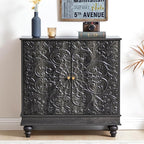 weselon Accent Cabinet with 2 Doors, Classic Carved Storage Sideboard Buffet by WelcometoFurnitureSalon