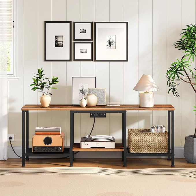 HOOBRO TV Stand with Charging Station to 55 Inches, LED Entertainment Center - Image 4