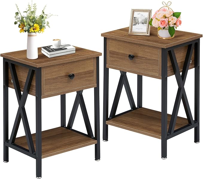 VECELO Nightstands Set of 2, Modern Bedside End Tables, Night Stands by VECELO